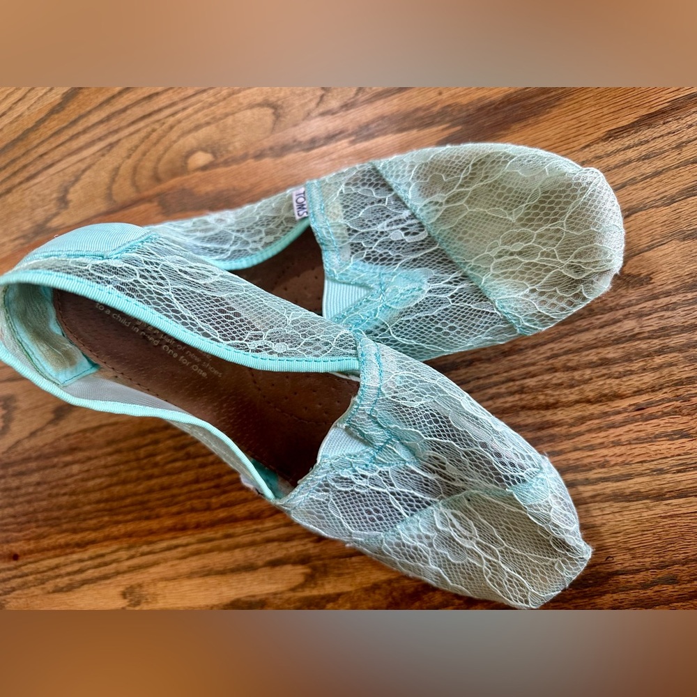 Turquoise Lace Tom’s Shoes